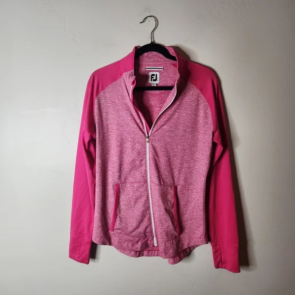 Footjoy Women Golf Berry Pink Full-Zip Brushed Space Dye Mid Layer Jacket Size M - Picture 1 of 6